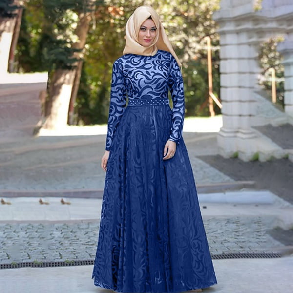 Lace Abaya Women Long Maxi Cocktail Party Dress Muslim Gown Islam Jilbab Kaftan